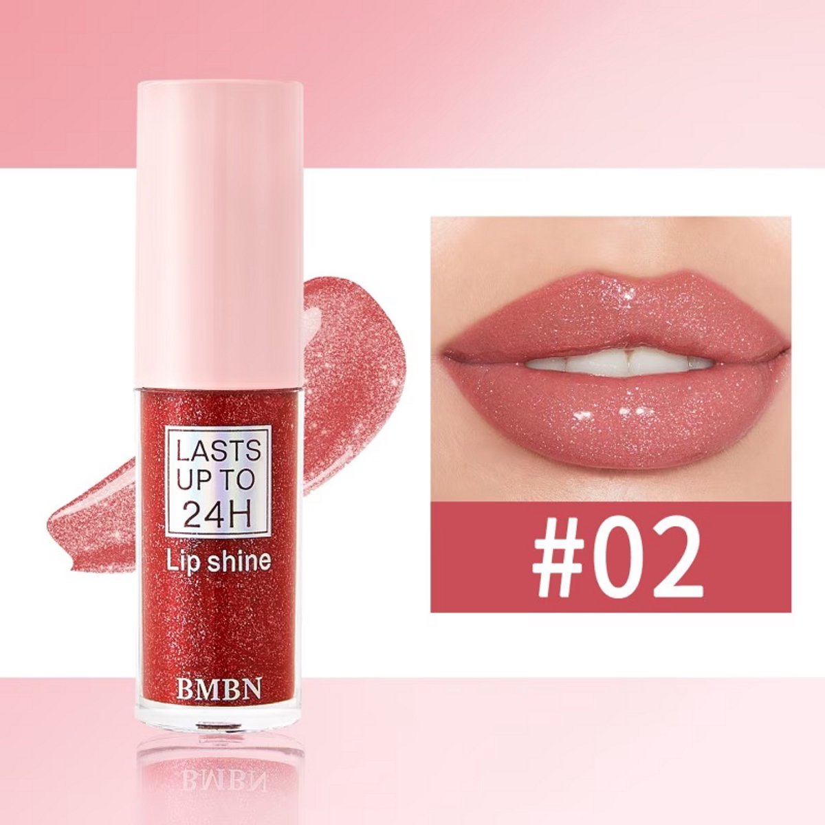 Glitter Lip Gloss Perzikroze – Shimmer Lipgloss – Langhoudende Lip Shine – Hydraterende Vloeibare Lipstick met Glitter