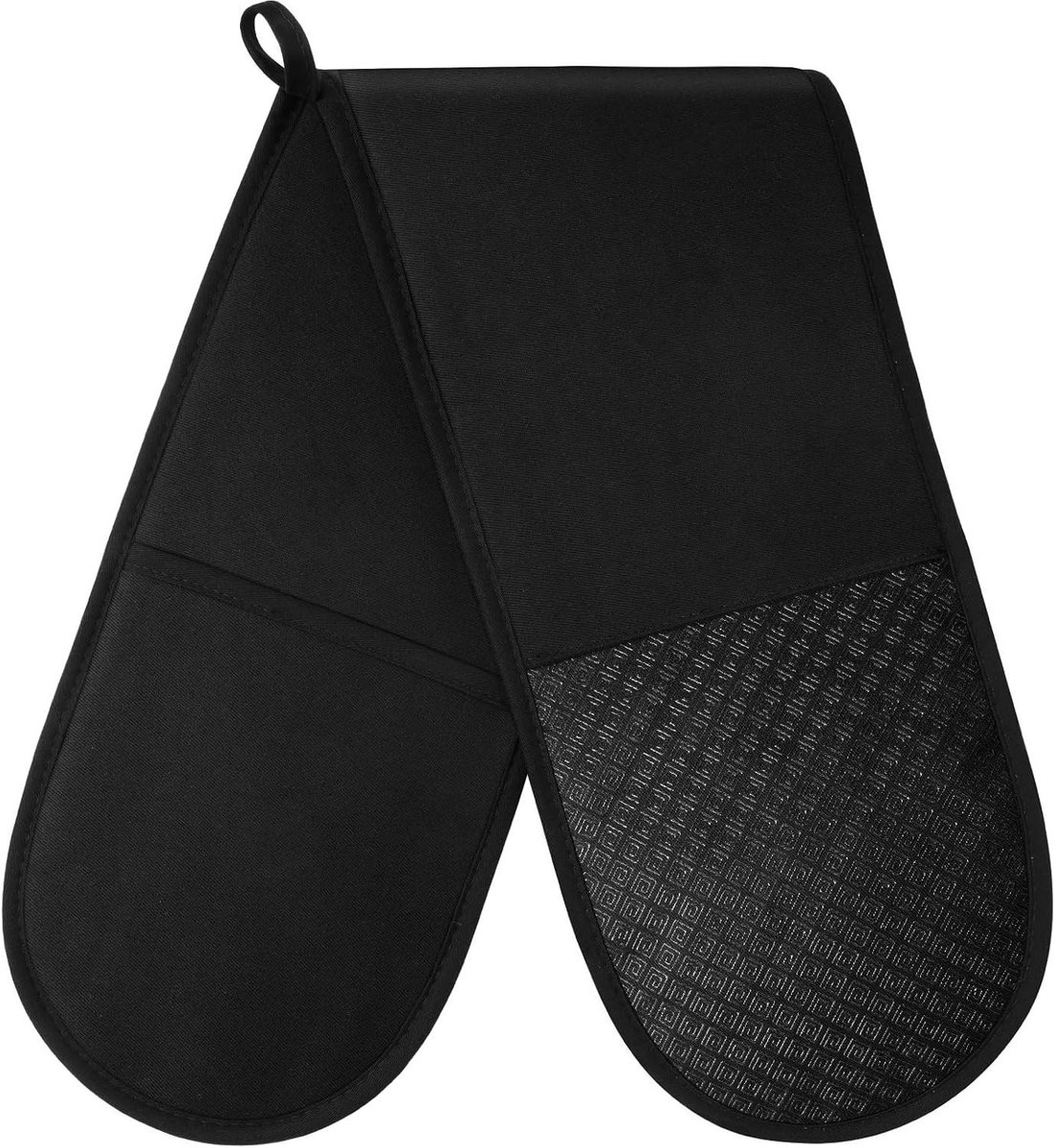 Ovenwanten Katoen - Keukenwanten Hittebestendig - Veilig Koken - Antislip Siliconen - 250 Graden - Zwart
