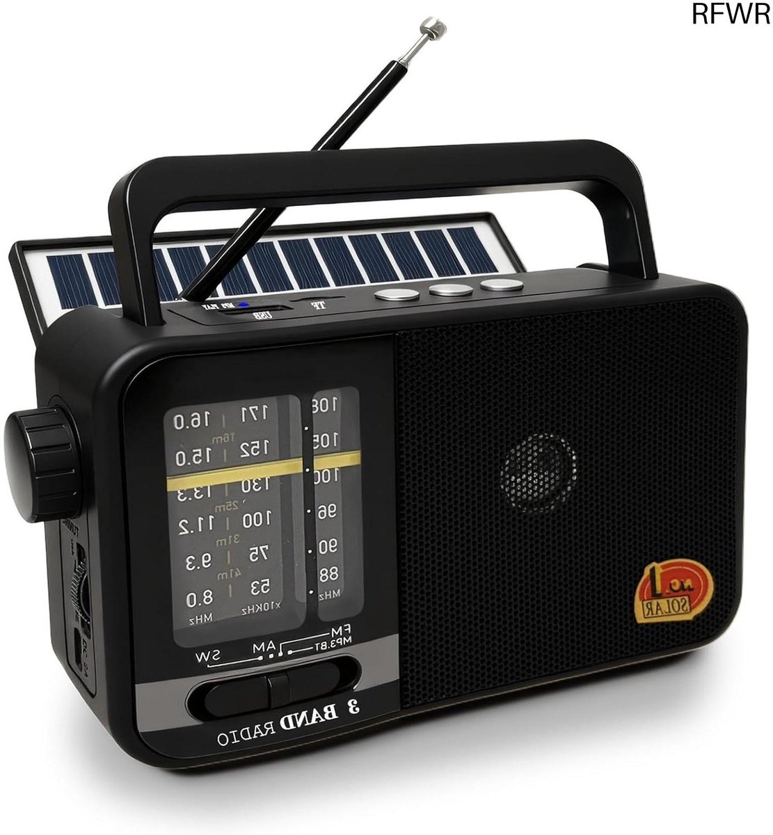 Draagbare Radio - Bluetooth Speaker - Buiten Luisteren - Zonne-energie Opladen - 1200 mAh Batterij - Zwart