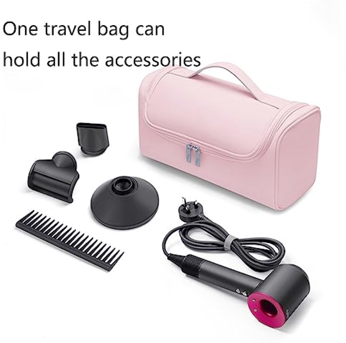PromoHome Reistas voor Föhn - Draagbare Opbergtas voor Dyson Airwrap en Accessoires - Waterdichte Hangende Reistas - Roze thumbnail 2