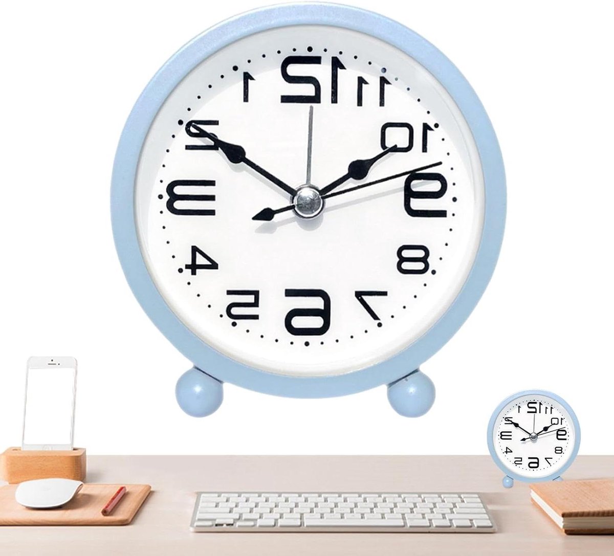 Digitale Wekker - Natuurgeluiden Wekker - Opladen & Wakker Worden - Met USB Poorten - 9 x 8.5 cm - Lichtblauw