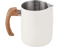 Melkkan Roestvrij Staal - Opschuimkruik - Koffie Serveren - Anti-aanbaklaag - 600 ml - Wit