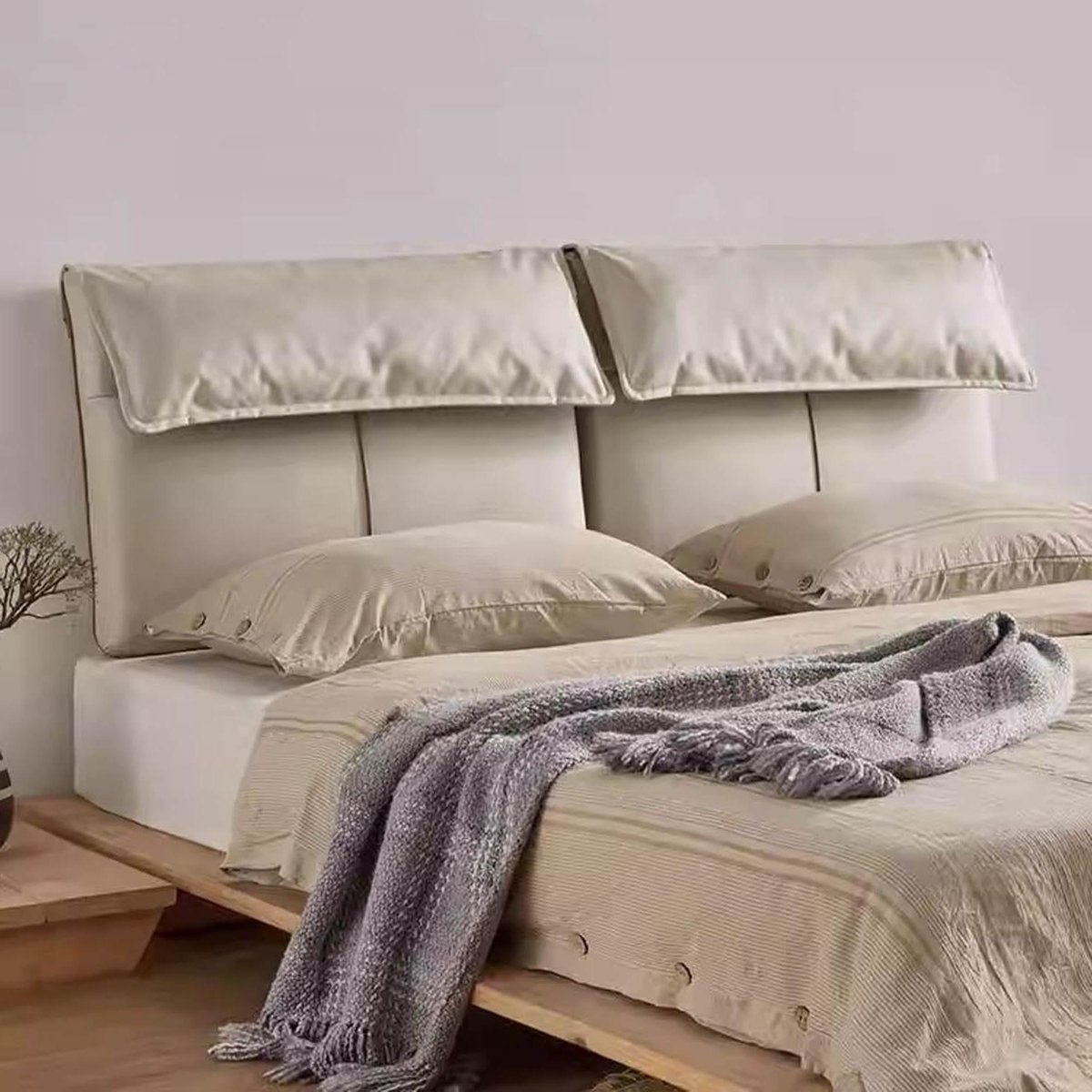 Hoofdbord Kussen - Rugsteun Bed - Comfort Verhogend - 10cm Dik Ontwerp - 180x60x10cm - Off-white