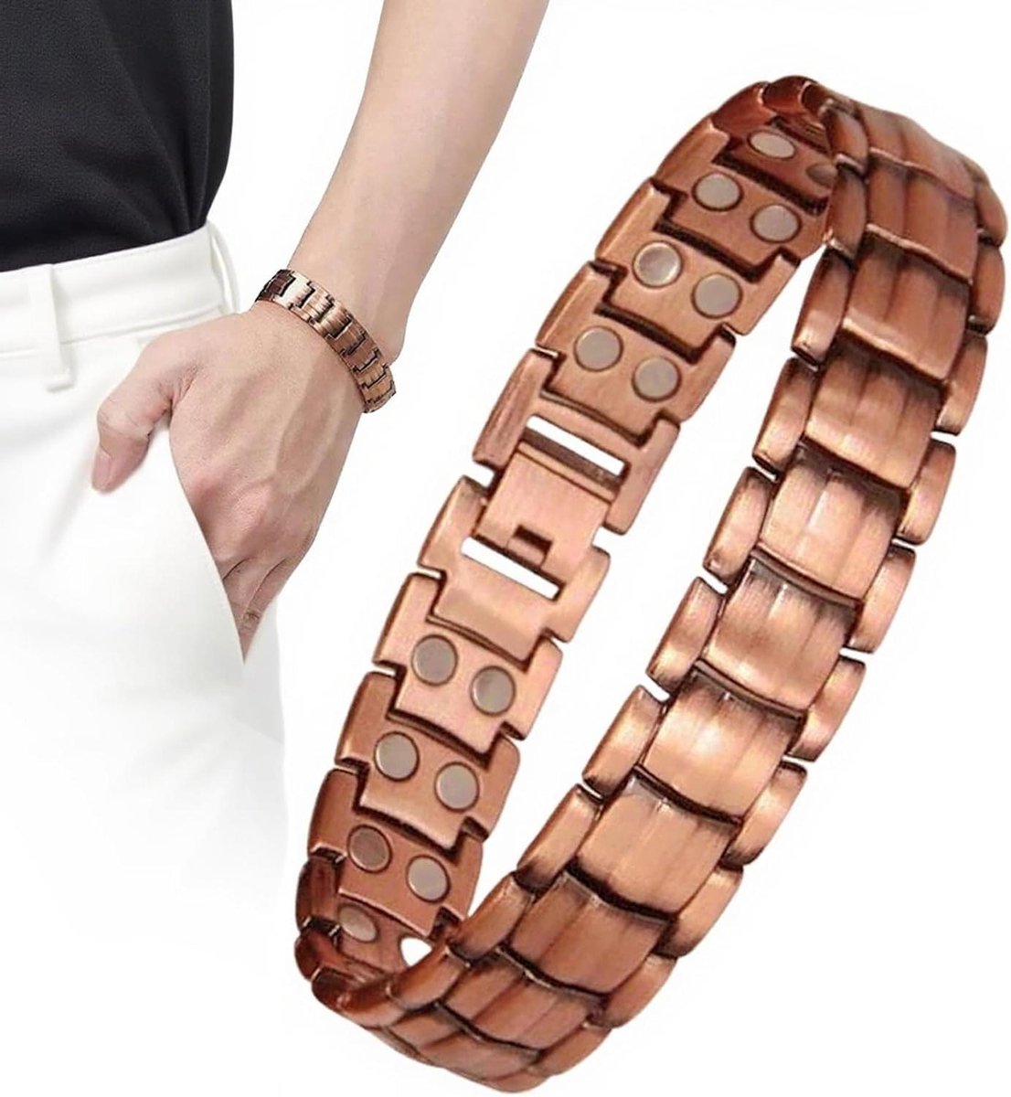 Koperen Armband - Magnetische Band - Dagelijks Comfort - Verstelbare Pasvorm - ca. 21 cm - Koper