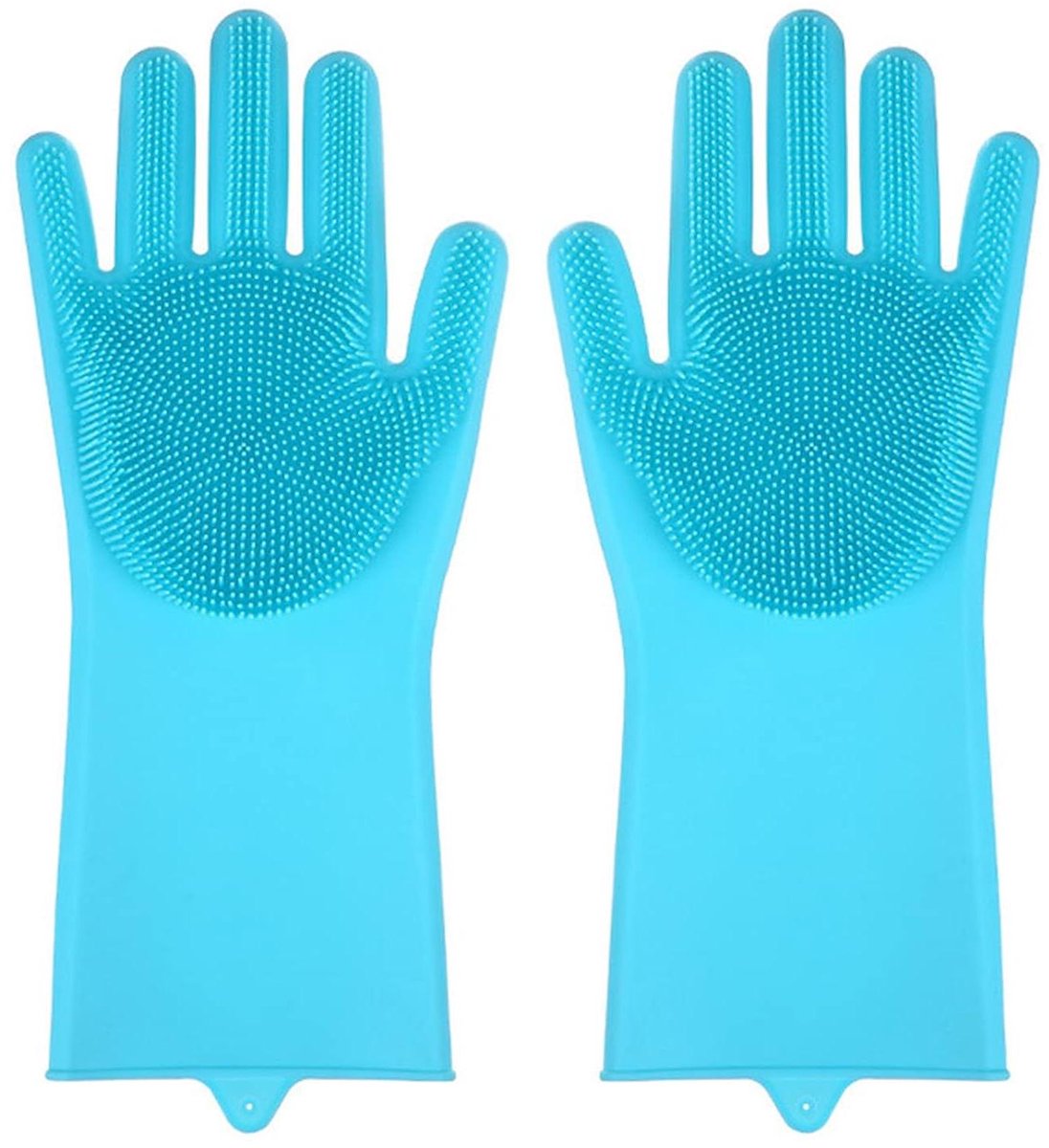 Siliconen Schrobhandschoenen - Afwasborstel Handschoen - Huishoudelijk Schoonmaken - Hittebestendig en Vaatwasserbestendig - 30x14cm - Blauw