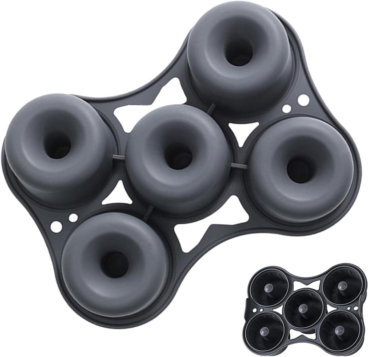 Donutvorm Siliconen - Bakplaat Taartvorm - Thuis Bakken - Anti Aanbak - 21 x 16 x 6 cm - Grijs