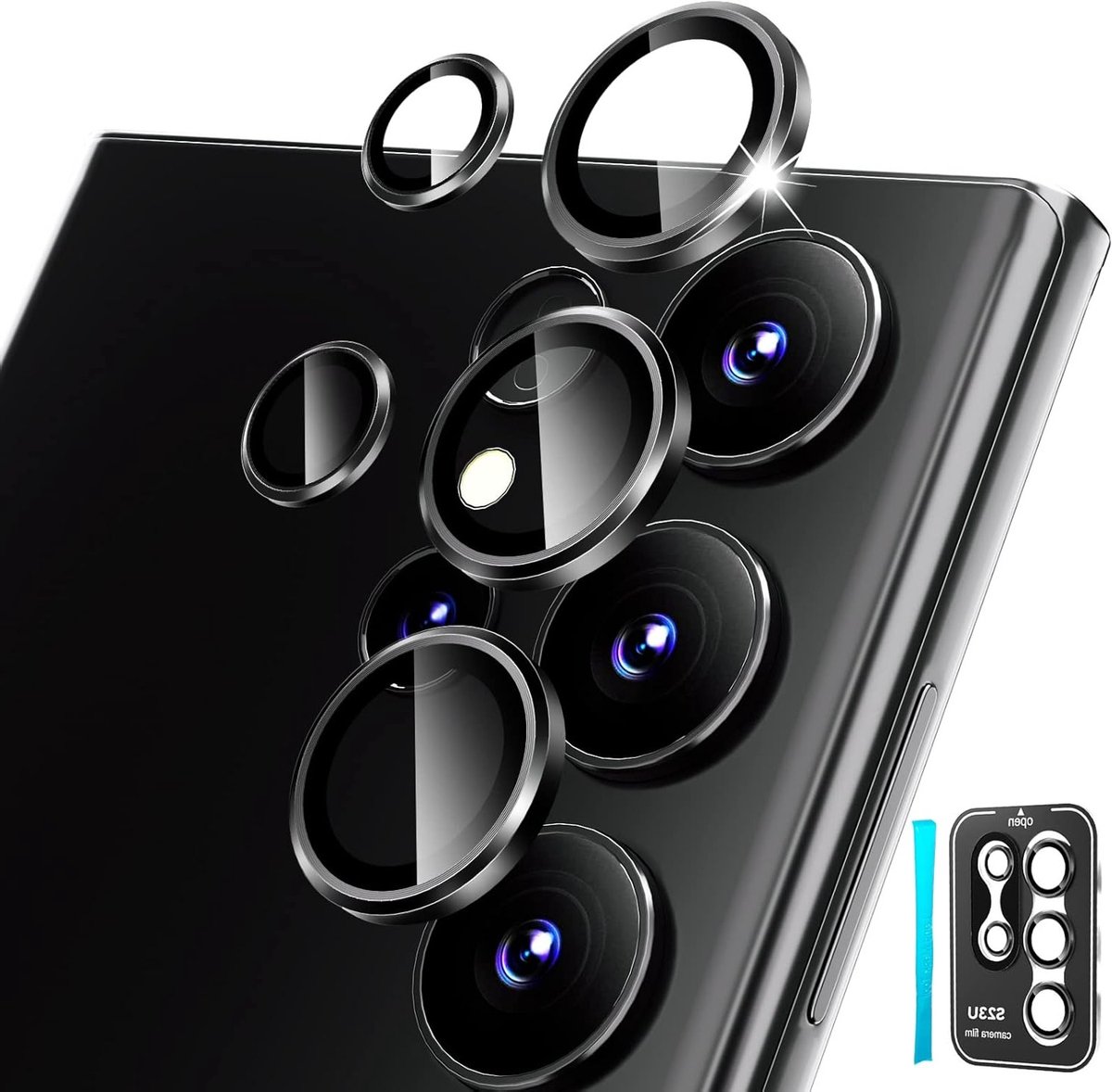 Lensbescherming voor Samsung Galaxy S23 Ultra 5G - 9H Gehard Glas, Vingerafdrukbestendig en Krasbestendig, 3 + 2 Pack Achterbescherming