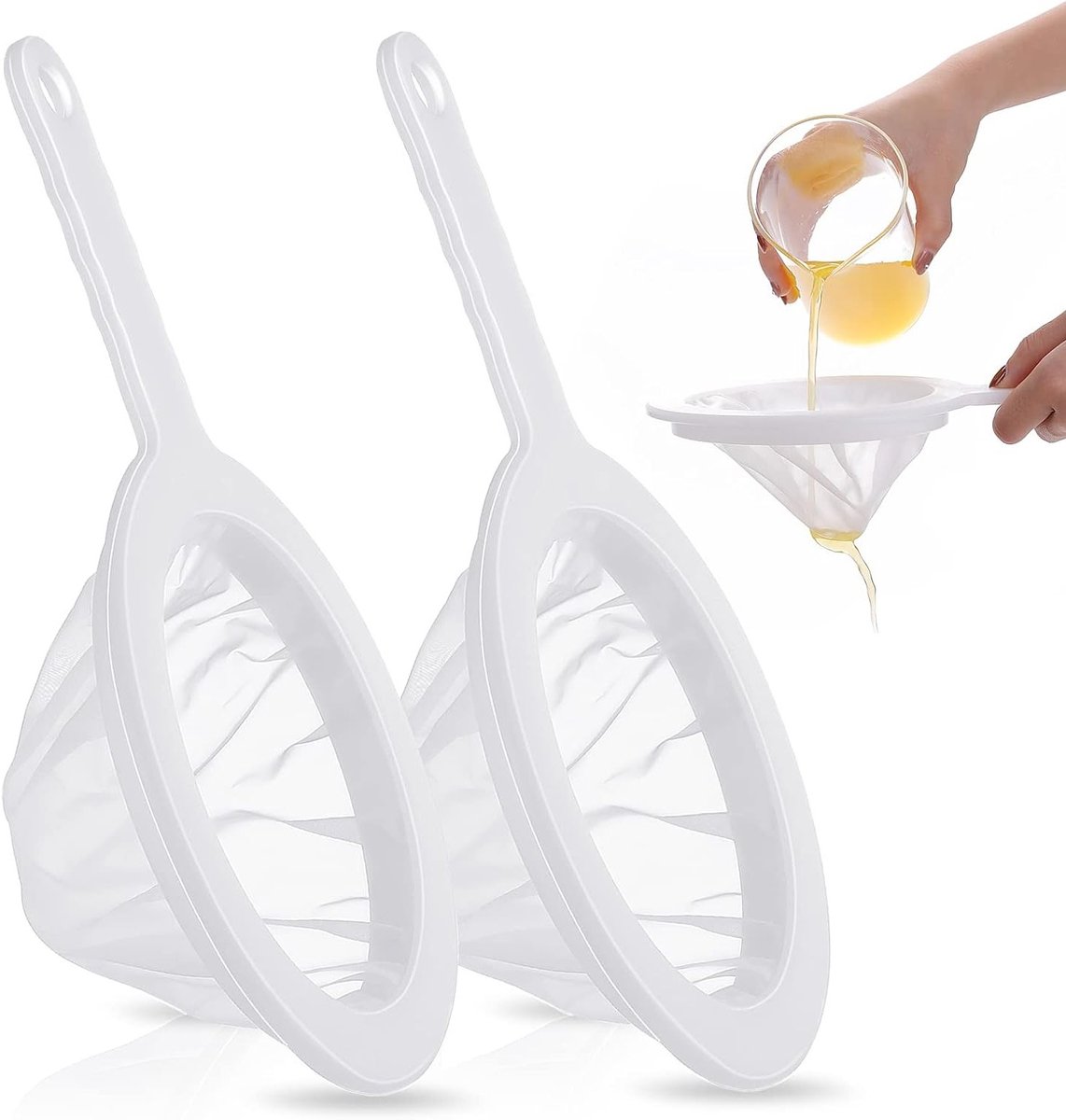 2-delige Plastic Nylon Fijnmazige Zeef - Ultrafijne Zeef voor Melk en Sap, 200 Mesh Filter voor Keukengebruik