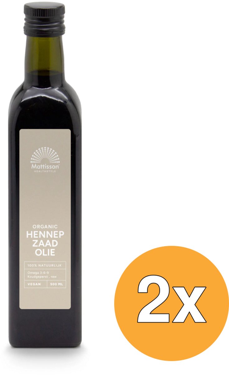 2x Mattisson Hennepzaadolie Raw Koudgeperst Bio (500 ml)