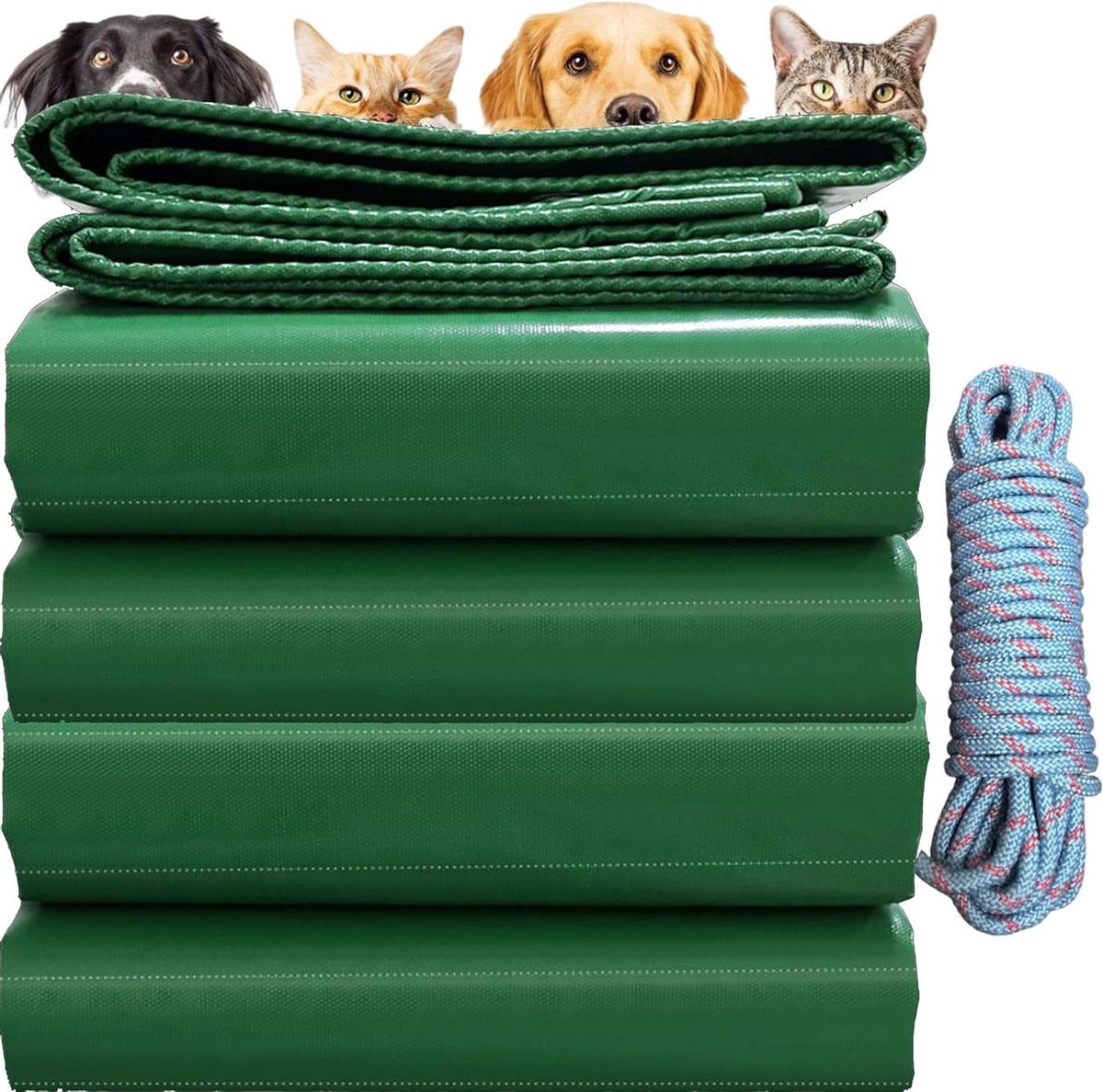 Dekzeil - Waterdicht Tarp - Buiten Beschermen - Scheurbestendig PVC - 6x6m - Groen