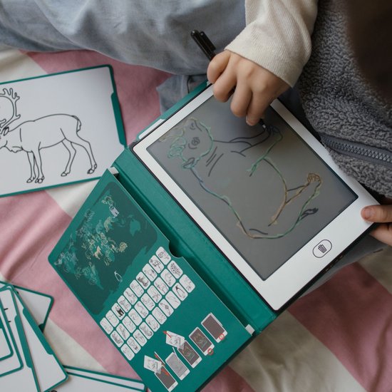KIDYWOLF KIDYDRAW Mini Tablette à Dessin Pour Enfants - Thème Animaux du Monde Entier - Éducatif - Dès 4 ans