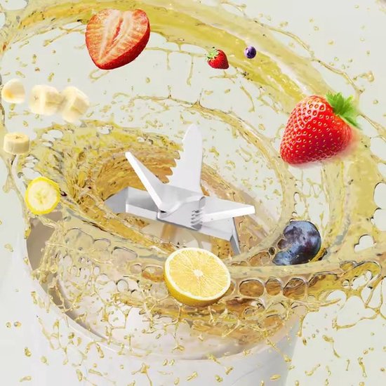 KZQ Draagbare Blender 600ml - Elektrische Mini Sapcentrifuge Met Usb Voor Fruit Shakes En Smoothies - Geschikt Voor Thuis Kantoor School En Buiten - Knop Bediening Wit van kzq — afbeelding 3