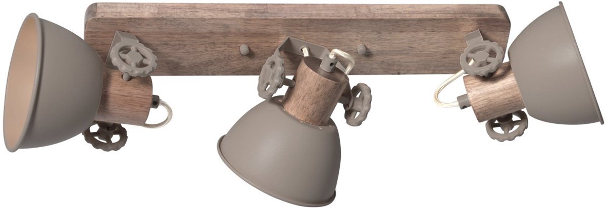 Gearwood plafondlamp 2133TA - Taupe met houten details, draaibaar en kantelbaar, metaal en hout, Mexlite, ideaal voor binnengebruik