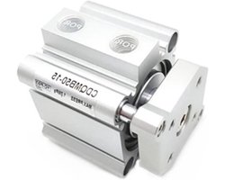 Luchtcilinder Compact - Pneumatische Cilinder - Machinebouw - Met Geleiderail - 35 mm - Zilverkleurig