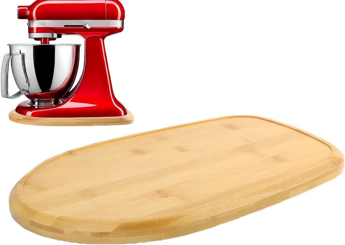 Mixer Schuifblad - Houten Basis - Keuken Organisatie - Vochtbestendig Ontwerp - 42x31 cm - Houtkleur