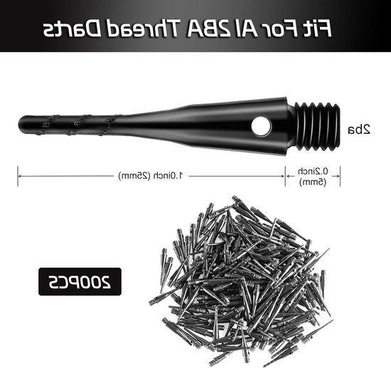 2BA Soft Tip Dart Points 200 Stuks - Zachte Punt Darts Accessoire voor Precisie en Prestaties — afbeelding 5