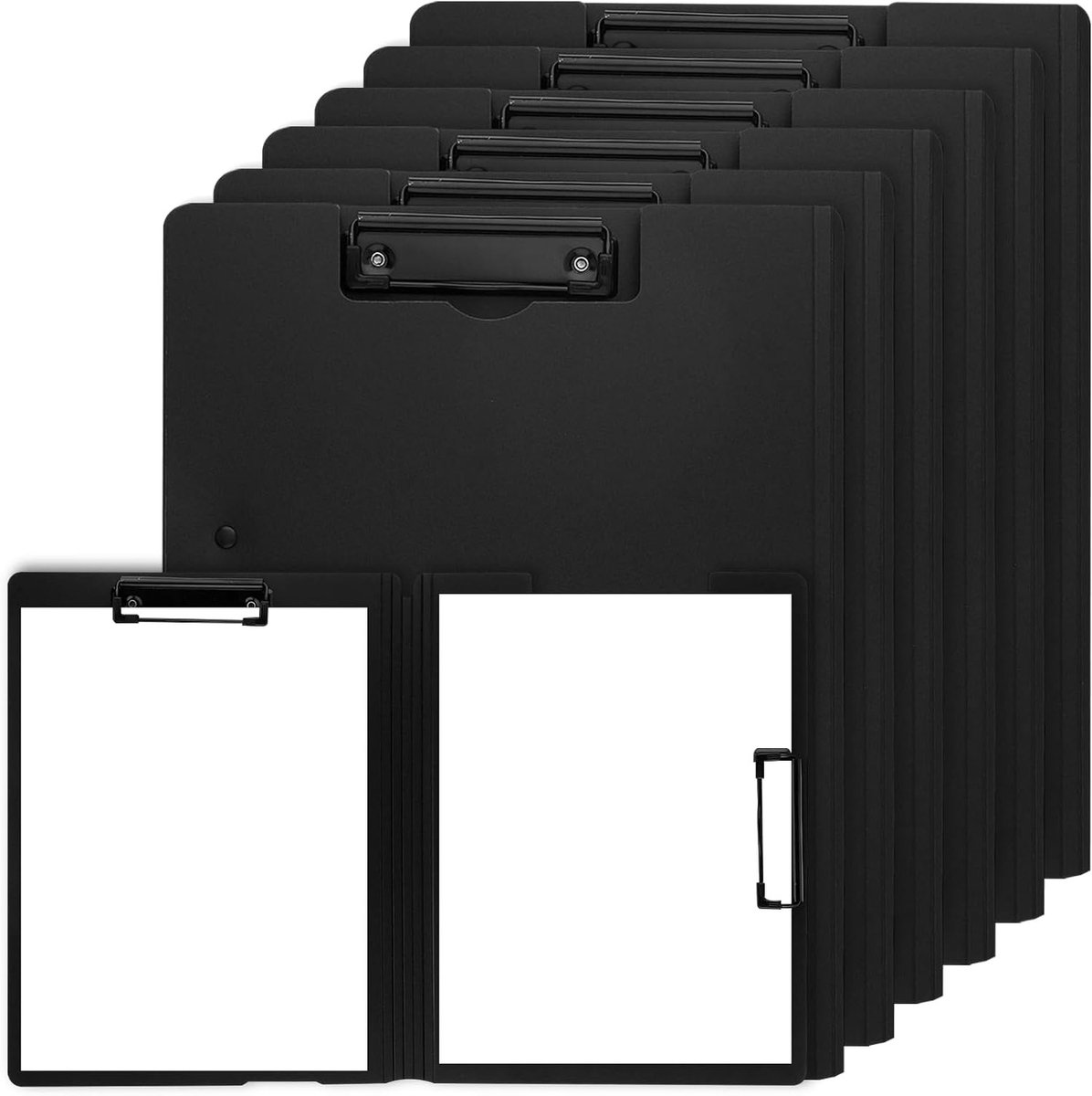 Klemborden met Deksel - Schrijfmappen Set - Documenten Organiseren - Dubbele Klemmen - 6 Stuks A4 - Zwart