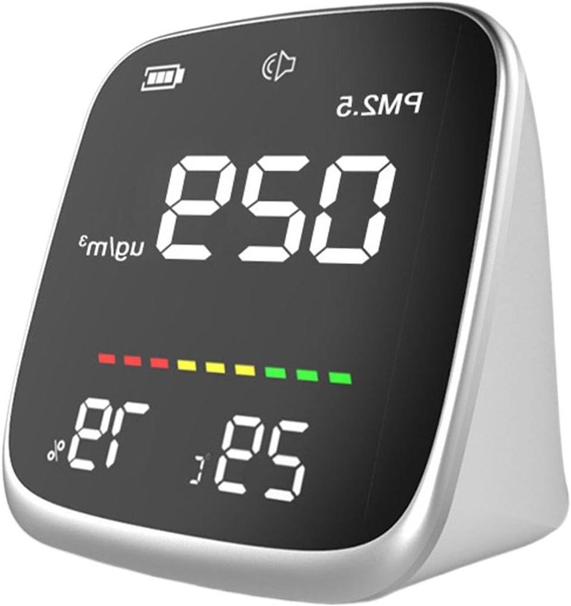 Luchtkwaliteit Monitor - Luchttester Sensor - Binnenlucht Bewaken - Realtime Metingen - 12x8x12 cm - Wit