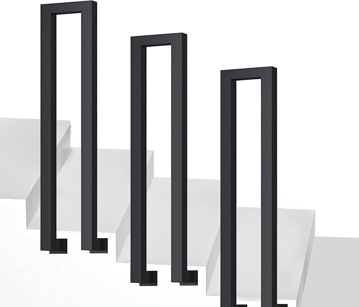Trapleuning Buiten - Veranda Leuning - Veilig Traplopen - Smeedijzeren Constructie - 50cm Lengte - Zwart