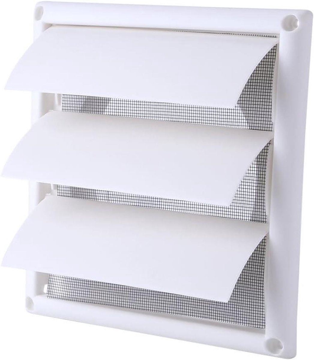 Ventilatierooster - Wandafdekking - Luchtcirculatie Verbeteren - Met Vliegengaas - 20 x 20 cm - Wit