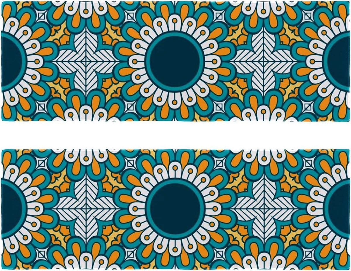 Microfiber Handdoek - Sneldrogende Reis - Sport en Outdoor - Zeer Zacht Absorberend - 29.5x81.5cm - Groen Mandala