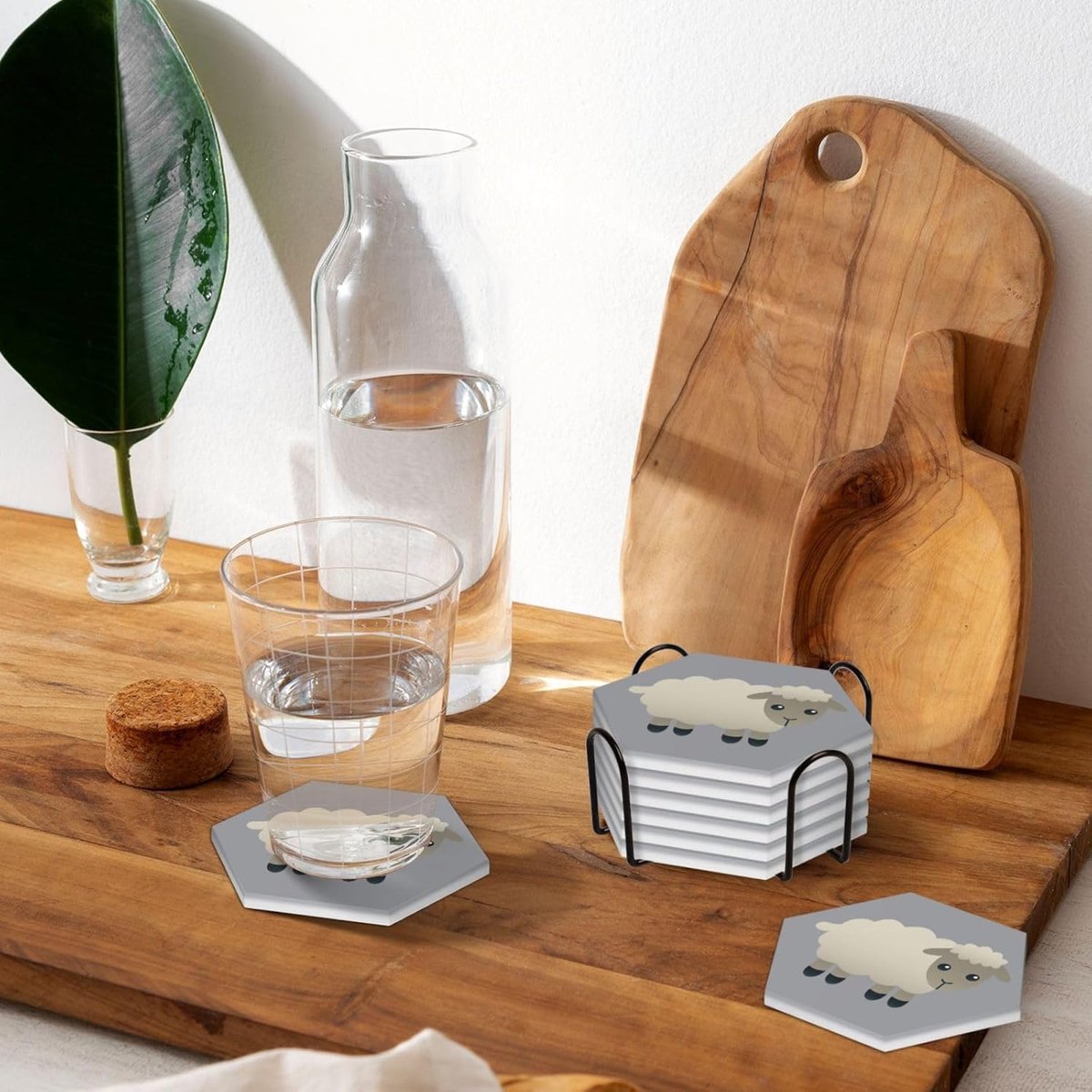 Keramische Onderzetters - Set van 6 - Tafel Beschermen - Zeer Absorberend - 103 cm - Zeshoek
