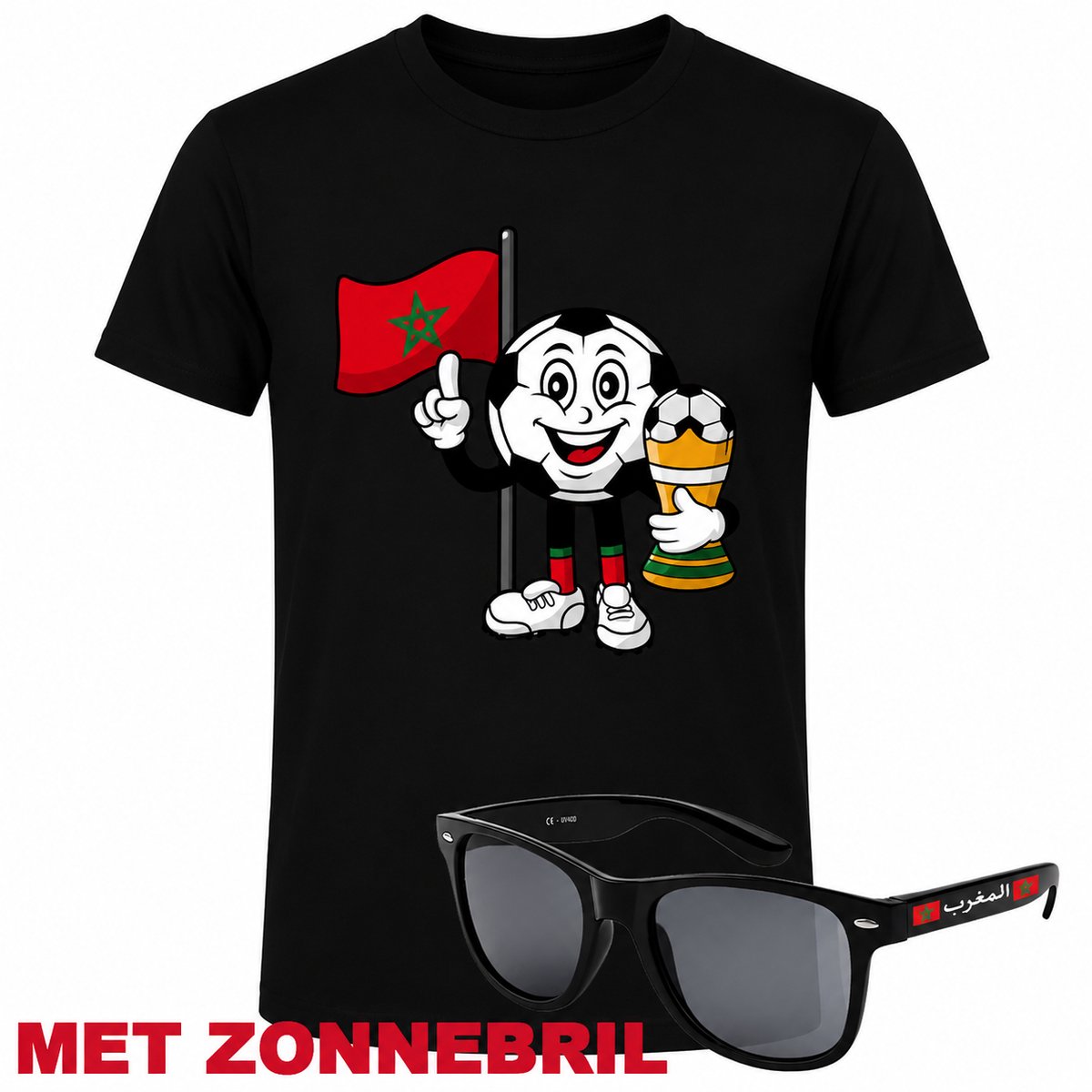 Marokko Voetbal Heren T-shirt - WK 2026 - Morocco Champions - Katoen Shirt
