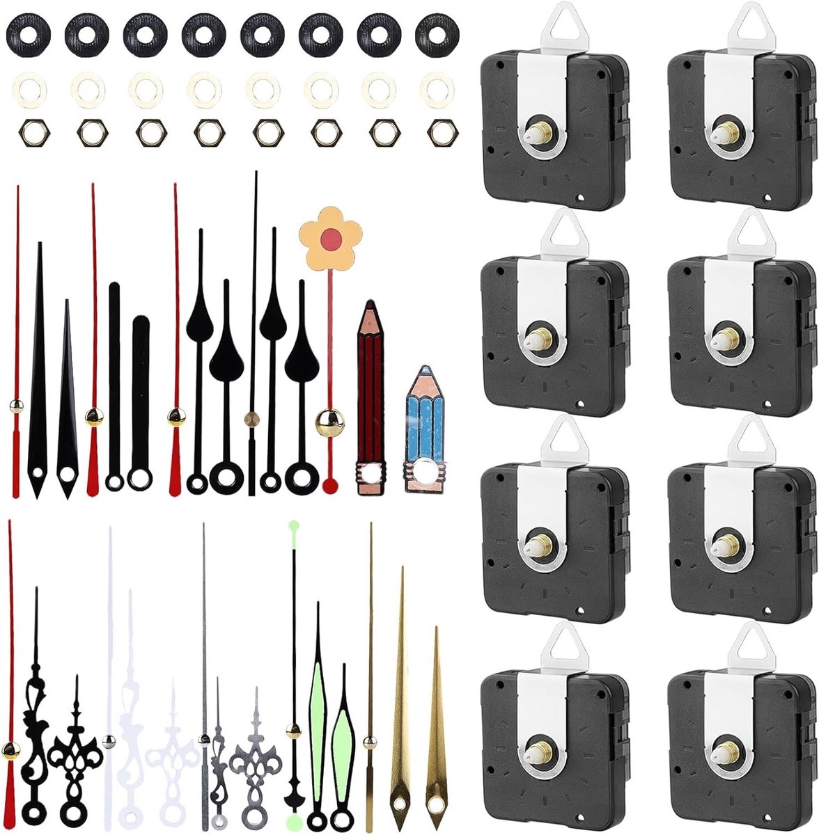 Hoogwaardige Quartz Wandklok Mechanisme met 10 Sets Wijzers en Stille Beweging voor DIY Klok Reparatie en Onderdelen