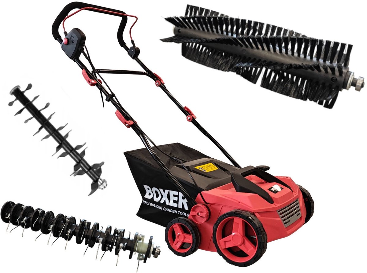 BOXER 3-in-1 Verticuteermachine, Gazonbeluchter en Veegmachine 2800W – 35 cm – 50L Opvangbak