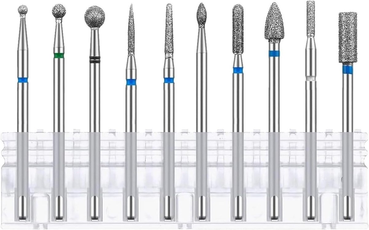 Professionele Diamant Frezen voor Nagelverzorging, Manicure Set, Cuticule Verwijdering en Vijlset van Tungsten Staal (Set van 10)