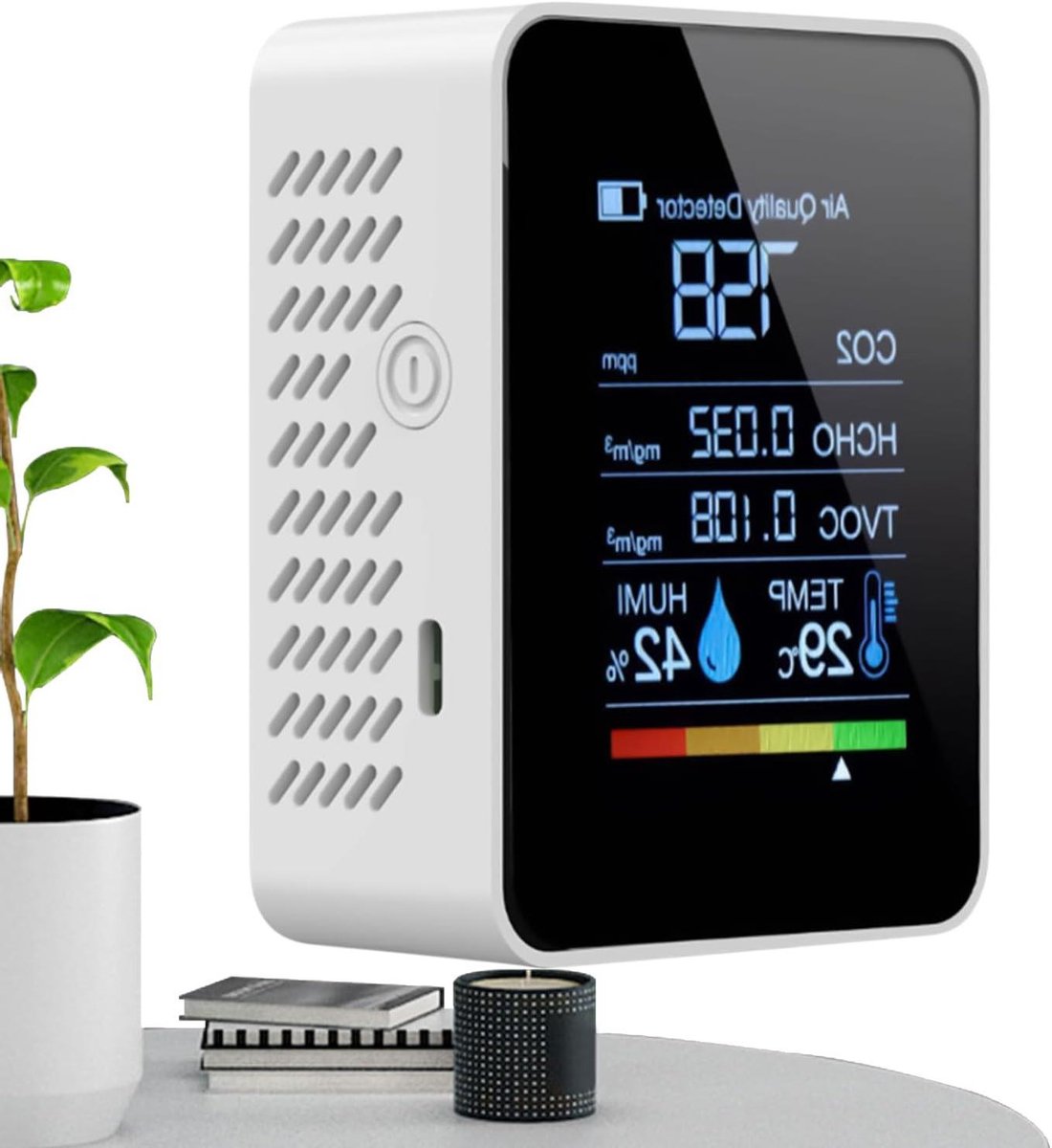 Luchtkwaliteit Monitor - Veiligheidsdetector - Binnenmilieu Beheer - Real-time Bewaking - 4.8 x 9.9 cm - Wit