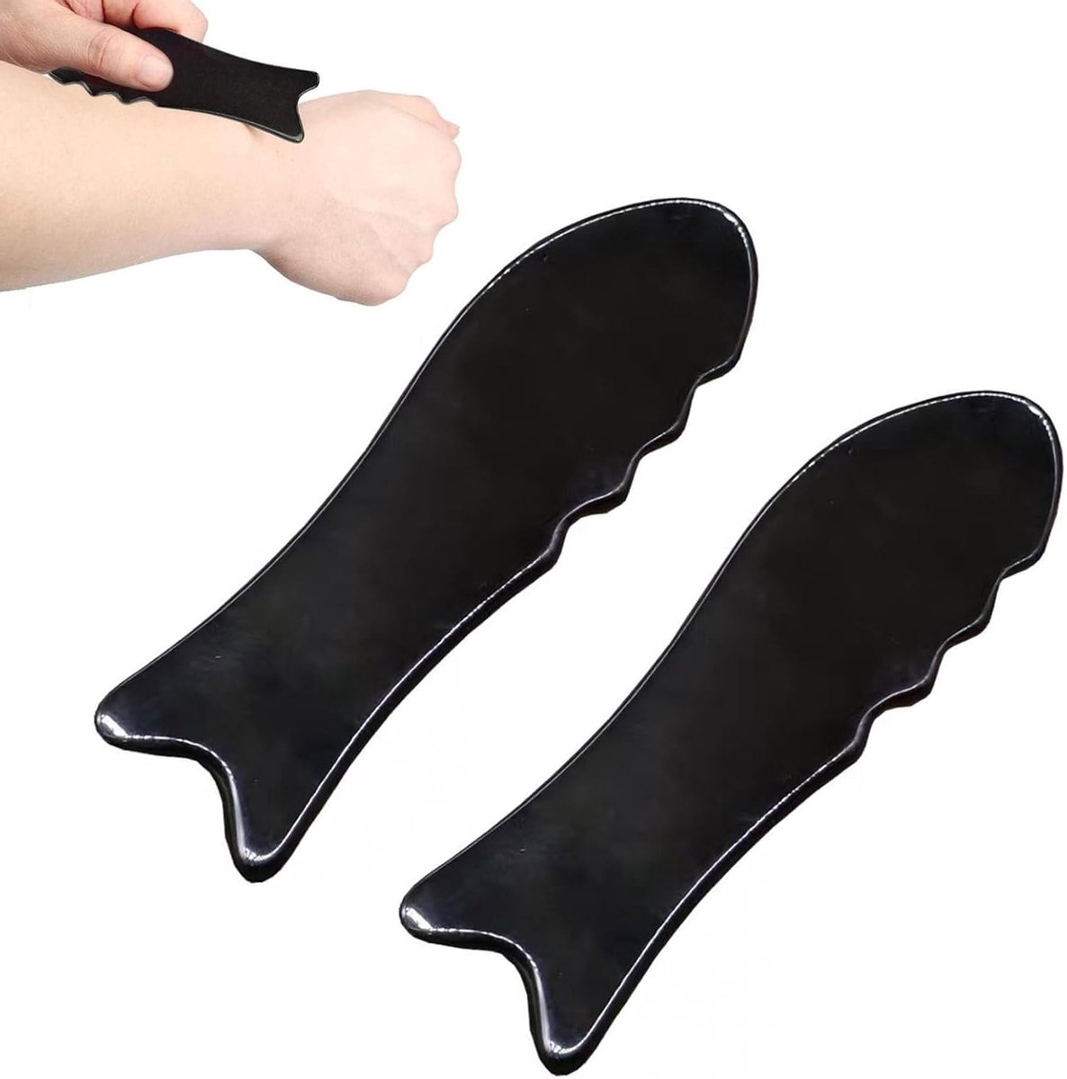 Set van 2 Gua Sha stenen voor gezichts- en lichaamsmassage, lymfedrainage, huidversteviging en vermindering van zwellingen rond de ogen