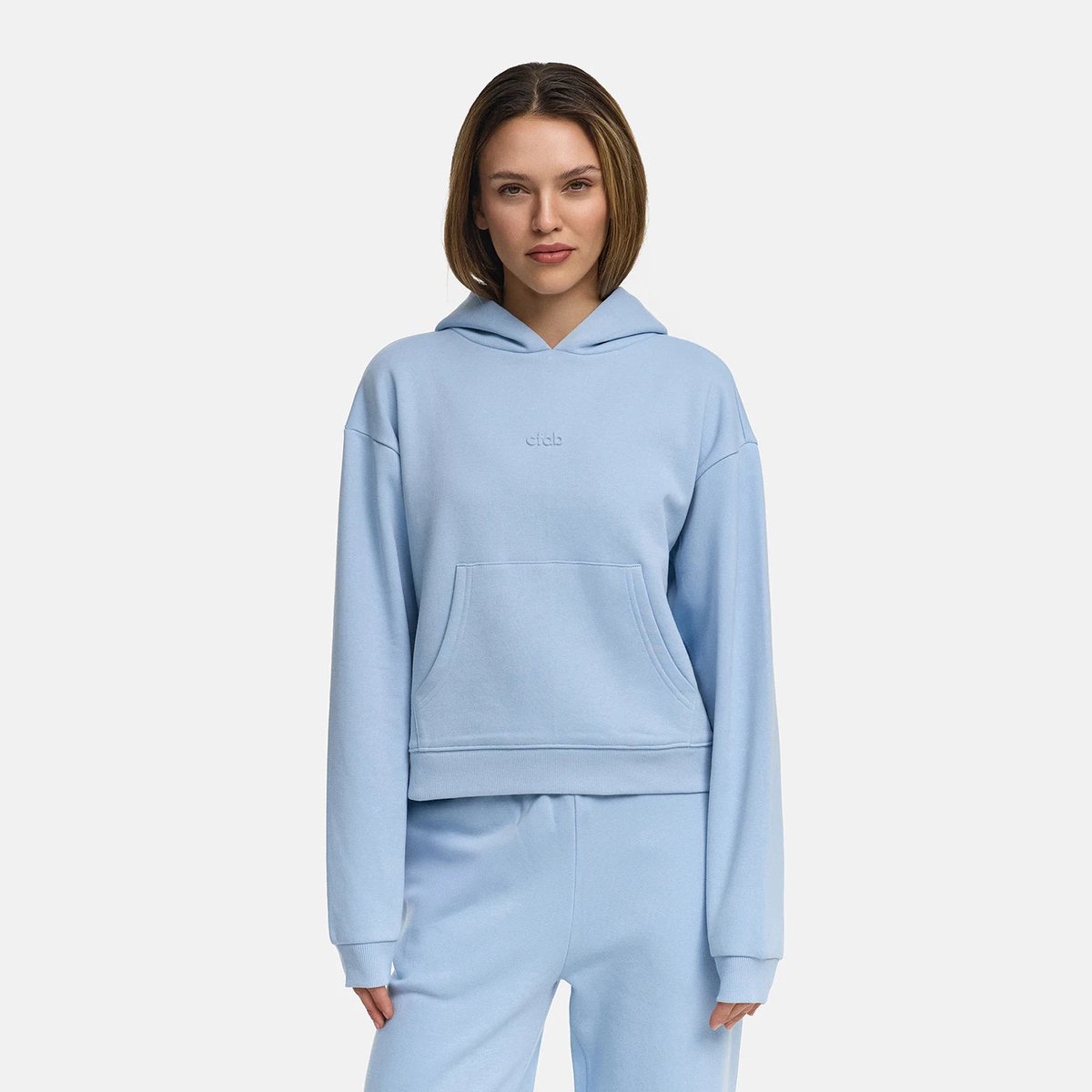 cfab - Klassieke hoodie met relaxte pasvorm voor elke dag - Lichtblauw - Maat L