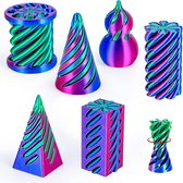 BOTC Fidget Toy Set - 6 Stuks - 3D-geprint - Impossible Cone, Pyramid en Spiral Fidget Toys - Sensorisch Speelgoed voor Stressvermindering en Focus - Paars en groen
