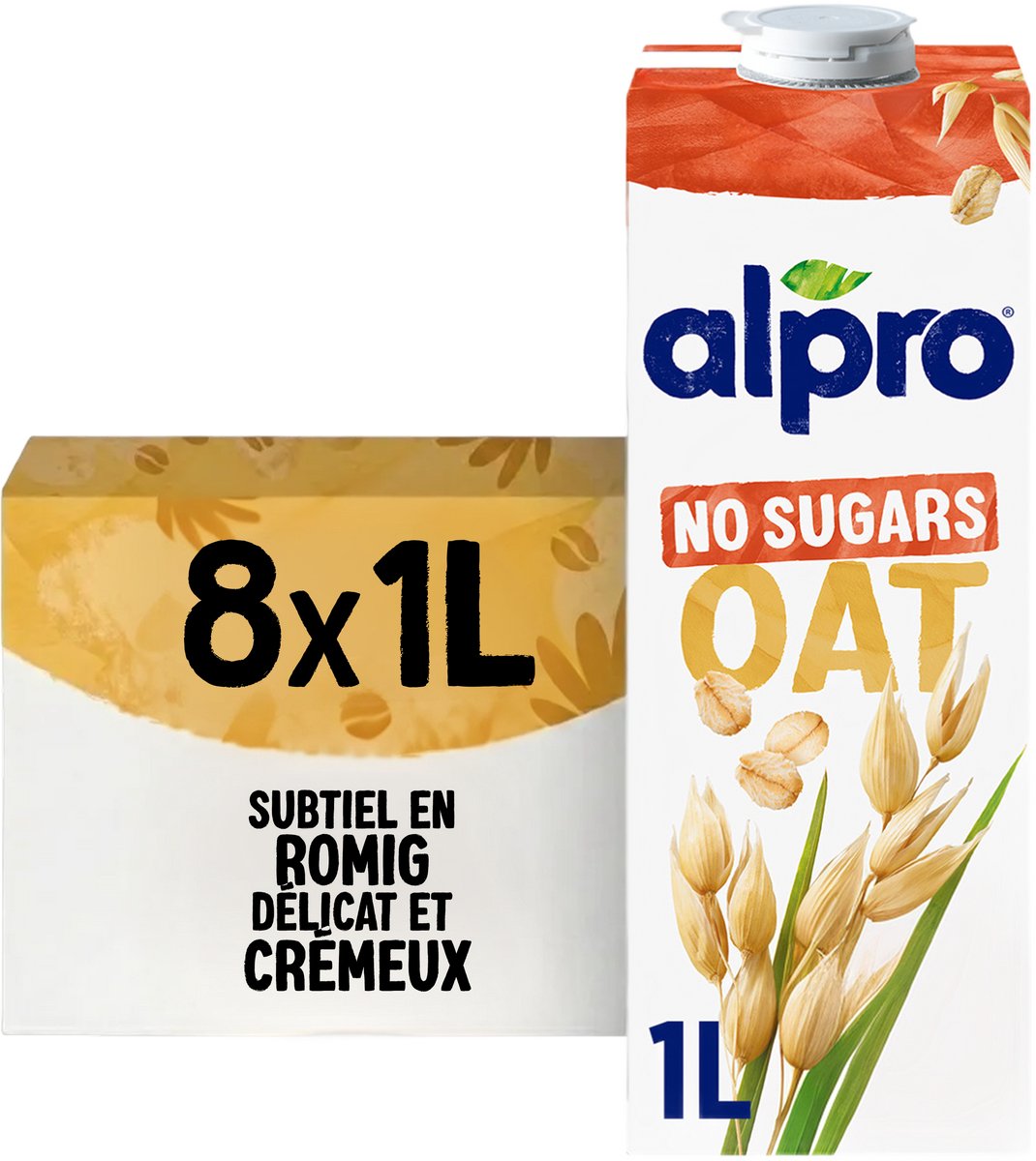 Alpro Drink Plantaardige Havermelk Zonder Suiker - Lactosevrij & Glutenvrij - 8 x 1L