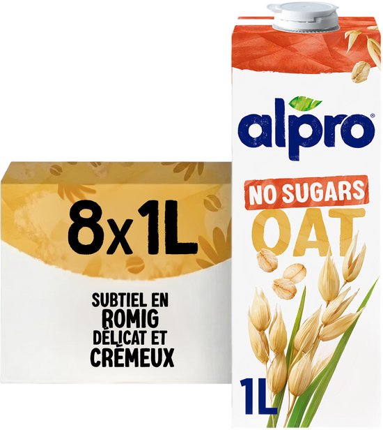 Alpro Drink Plantaardige Havermelk Zonder Suiker - Lactosevrij & Glutenvrij - 8 x 1L