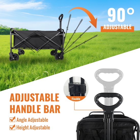 Opvouwbare Bolderkar 160L All Terrain Wielen Sterk Draagvermogen Camping Strand Transport Wagen van Merkloos — afbeelding 2