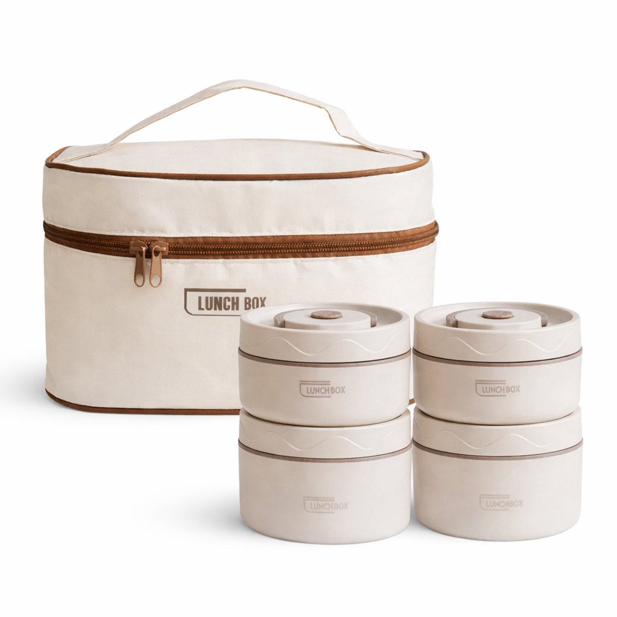 Beyahl - Geïsoleerde lunchbox set RVS bento lunchbox lekvrij stapelbaar thermisch voedselcontainer houdt warm en koud draagbaar voor werk school meal prep