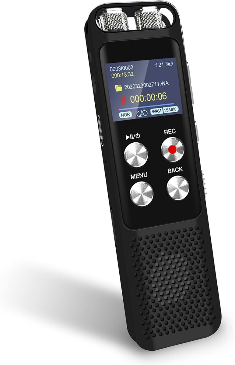 Digitale Voice Recorder -36GB Opnameapparaat Met Ruisreductie - Automatische Spraakactivering - Lange Batterijduur En Snelle Oplading - Type-C Kabel -Voor Colleges Vergaderingen Interviews En Lessen