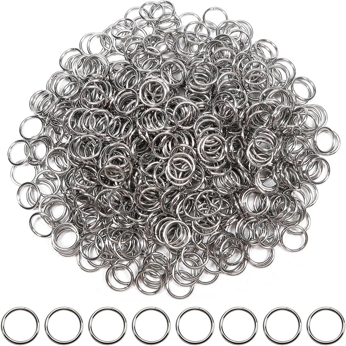 500 Stuks 8mm Open Jump Rings in Staal - Rvs Connectoren voor Kettingen en Armbanden - Ideaal voor DIY Sieraden Maken