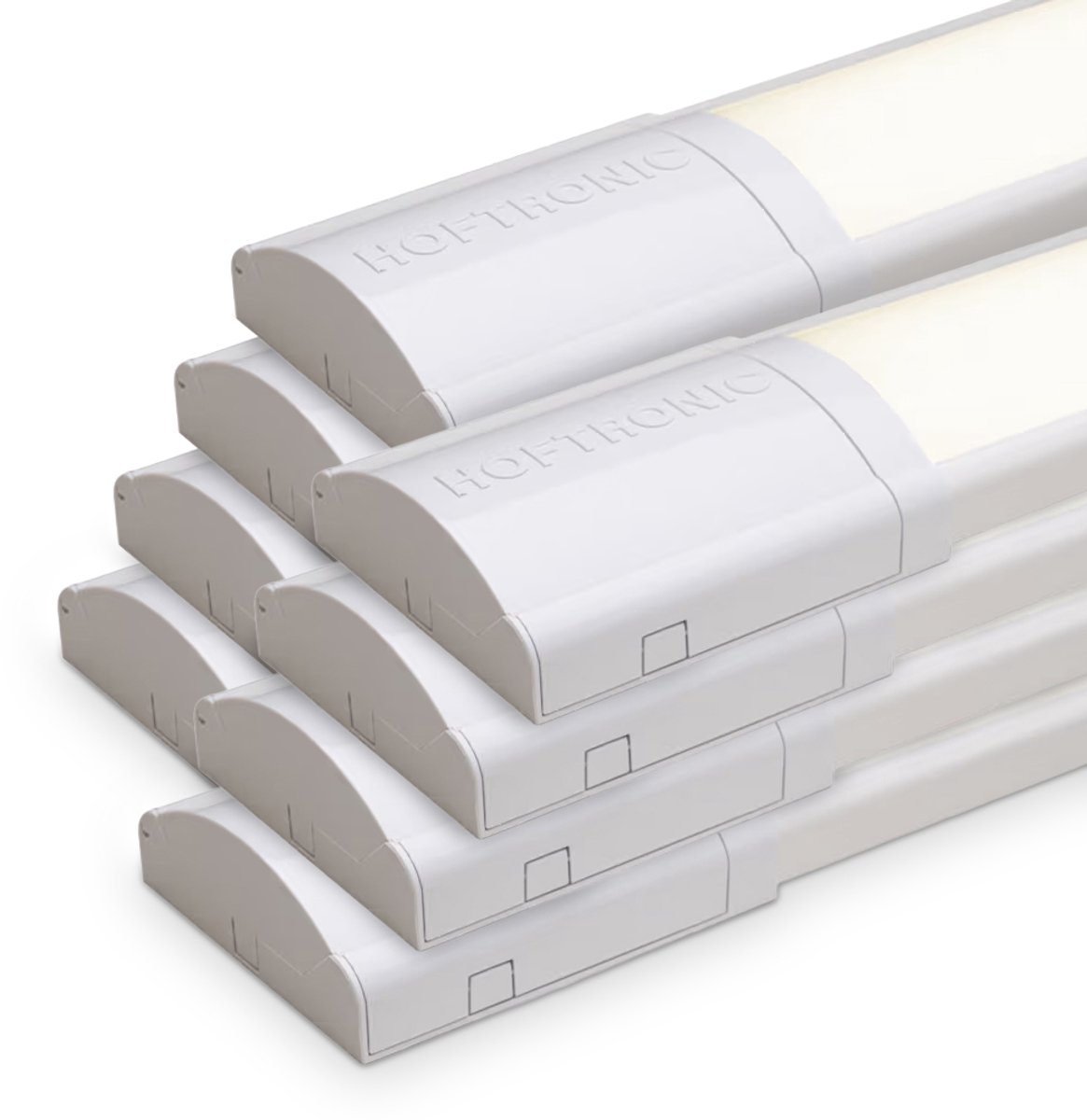 HOFTRONIC Set van 8 LED Batten 60cm – 18W 2520lm – 4000K neutraal wit – Koppelbaar – Flikkervrij – IP20