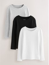Next - Meisjes - Set van 3 geribbelde tops met lange mouwen - Zwart