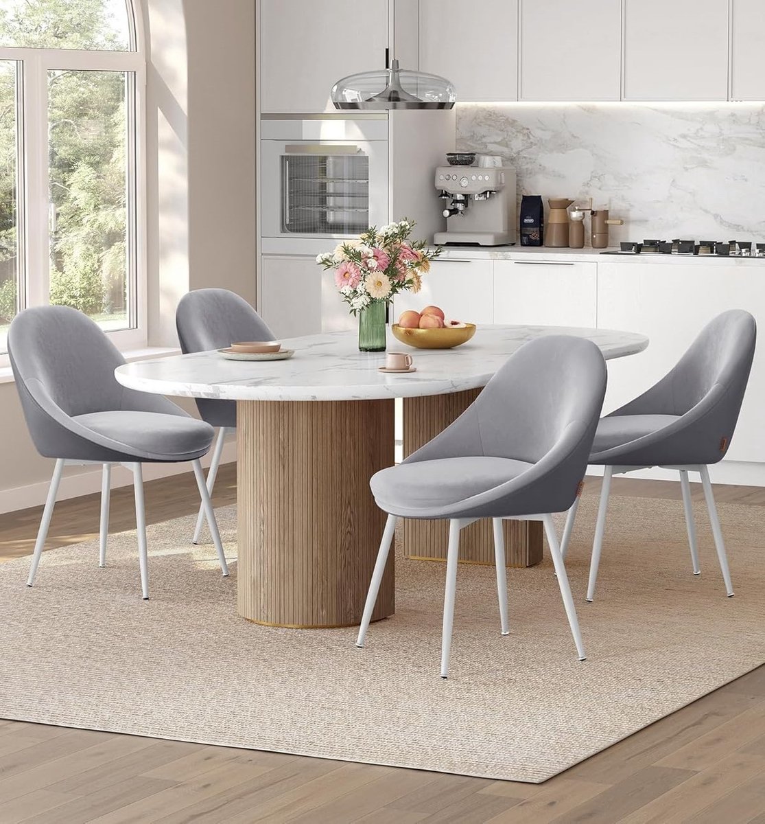 Eetkamerstoelen Set van 2 – Velvet – Oud – 5 cm – Industrohome