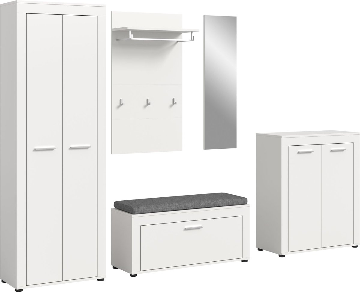 Jam garderobe opstelling 6 delen incl. kussen wit.