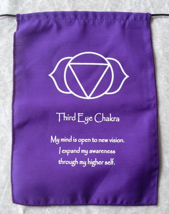 Chakra Meditatie Vlaggenlijn - Gebedsvlaggen Chakra - Meditatie Yoga - Handgemaakt op Bali - 7 vlaggen 20x14cm - Meerkleurig — afbeelding 3
