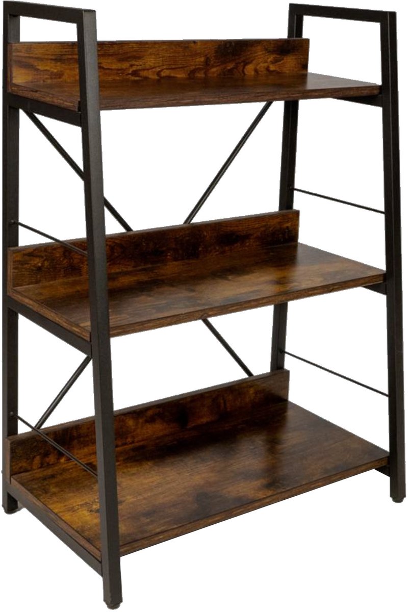BEGRYF - Opbergrek - rustiek bruin - 3 legplanken - 61x35x84 cm