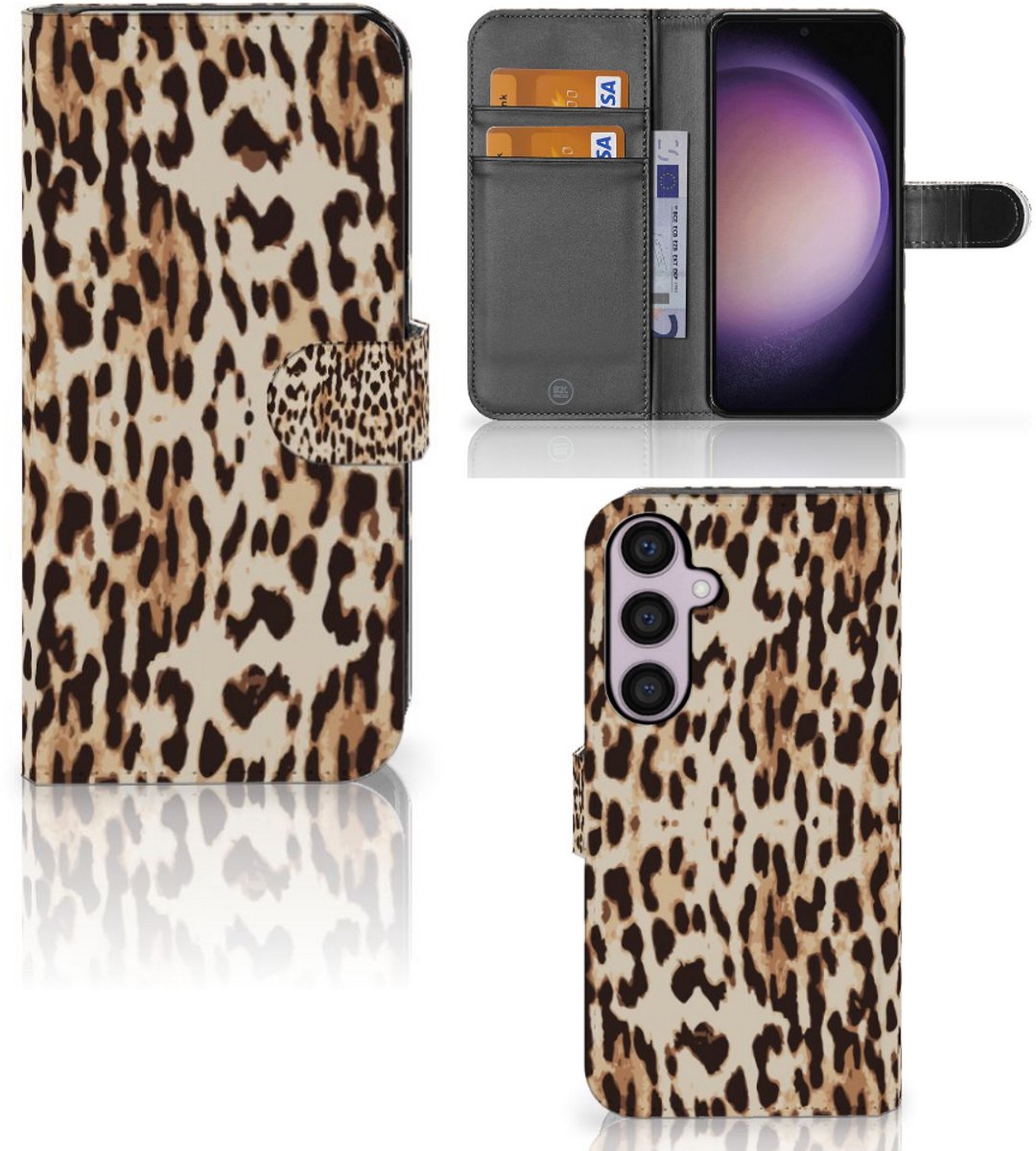Samsung Galaxy S24 Plus Telefoonhoesje met Pasjes Leopard