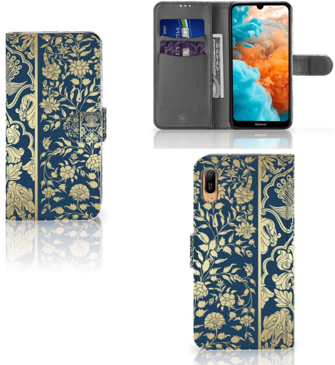 Huawei Y6 (2019) Hoesje Beige Flowers