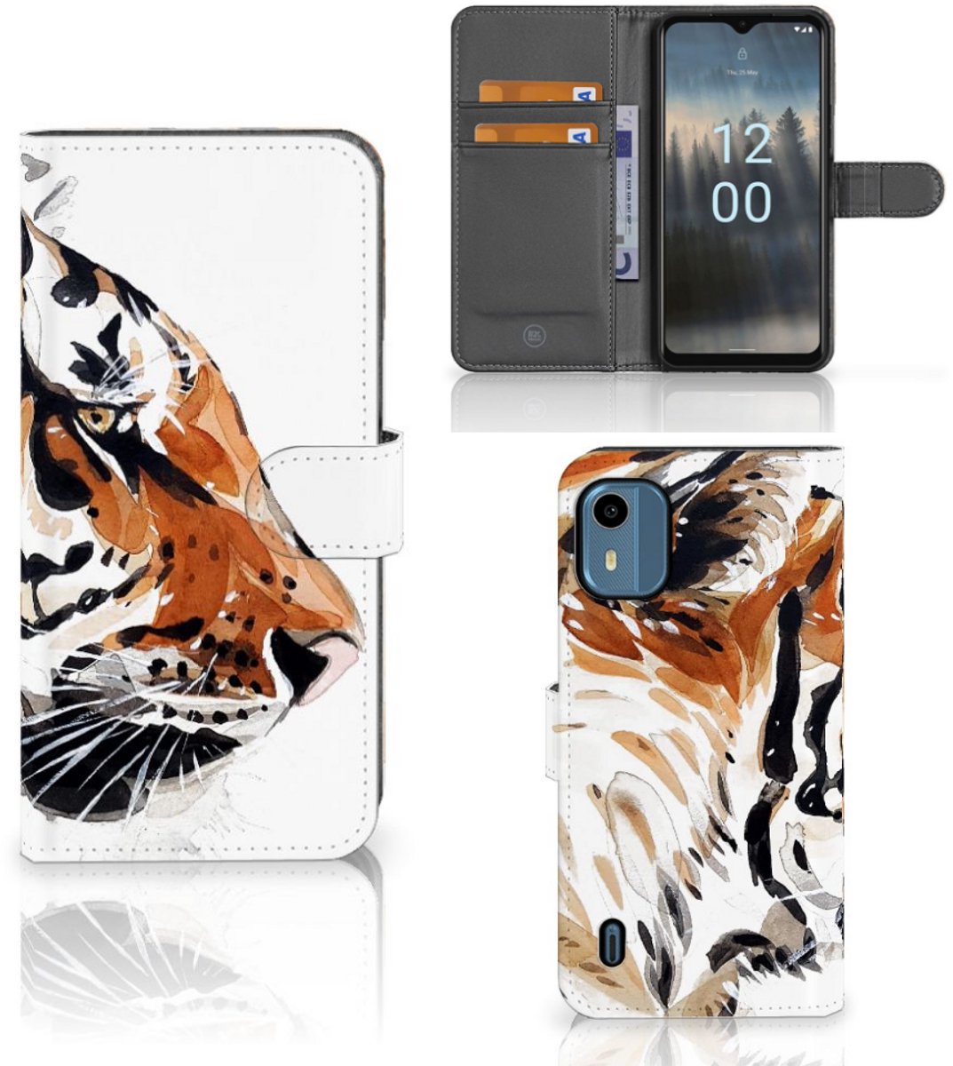 Hoesje Nokia C12 Watercolor Tiger