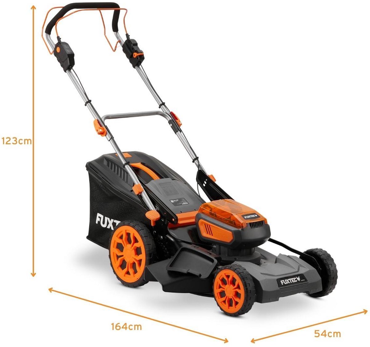 FUXTEC 40V accu grasmaaier FX-E2RM46PROSET | accu grasmaaier met aandrijving | 46 cm | 2x 5Ah accu & snellader | mulchfunctie | 50L grasopvangbak – foto 2